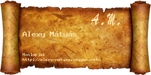 Alexy Mátyás névjegykártya